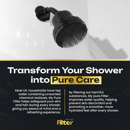 Shower With Internal Filter – High-Pressure Water Softener for Hard Water – Leaves Hair Feeling Fresh and Easy to Comb – Black – Includes Replaceable Filter and Easy-Install Kit – My Purefilter